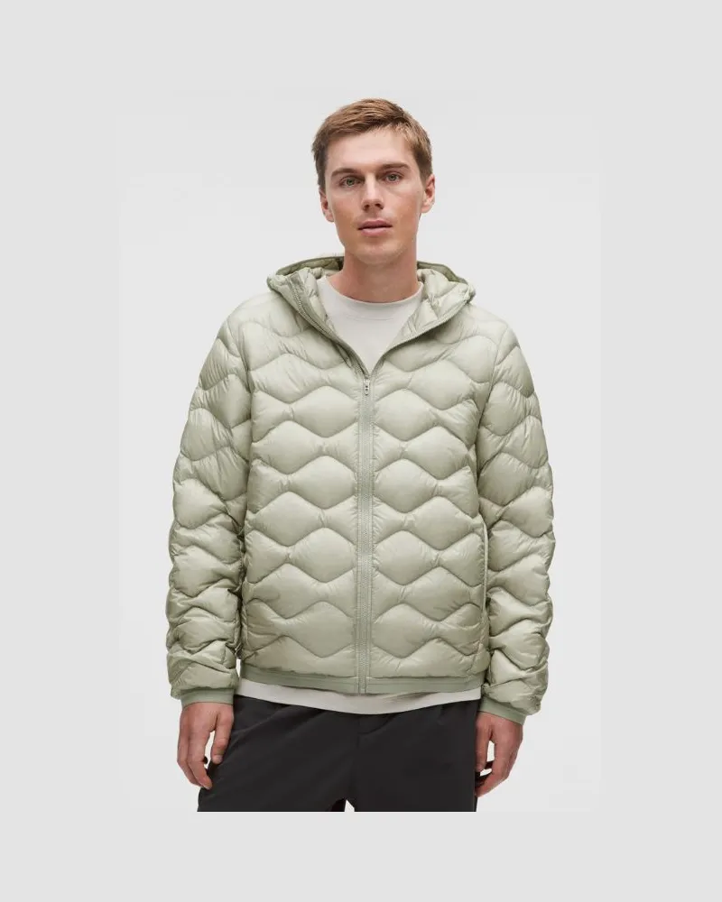 LULULEMON Featherweight 900-Down-Fill Quilted Hooded Jacket für Männer – Größe in Fog Green Fog