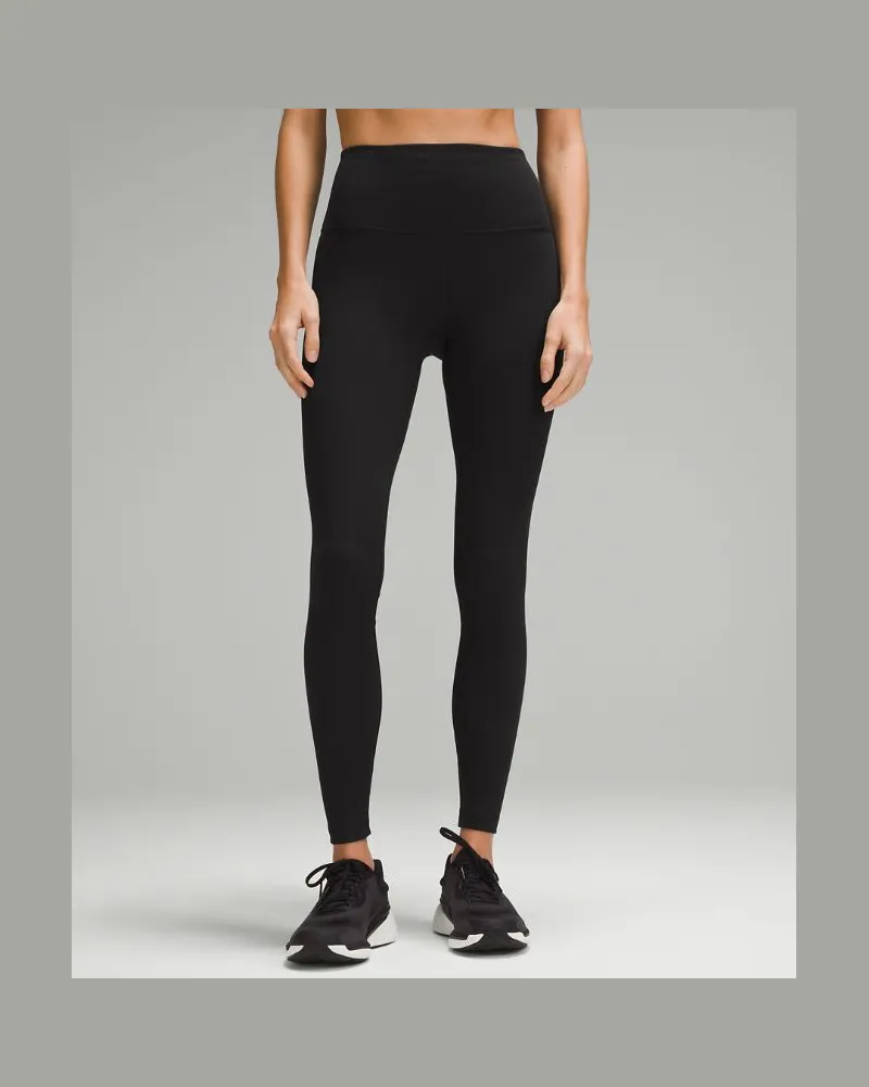 LULULEMON Wunder Train Leggings aus geripptem Material mit hohem Bund für Frauen – 71 cm – Größe in Schwarz Schwarz