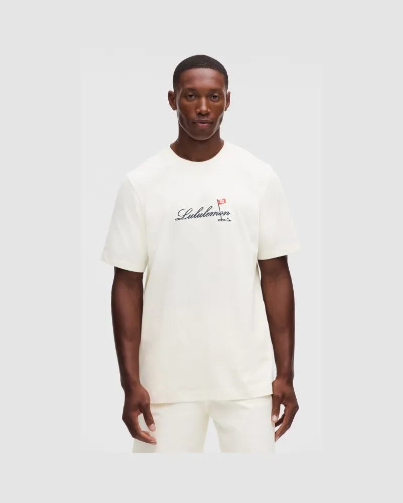 LULULEMON Schweres Baumwoll-T-Shirt im Classic Fit Golfflagge für Männer – Größe in Coconut Ivory Coconut
