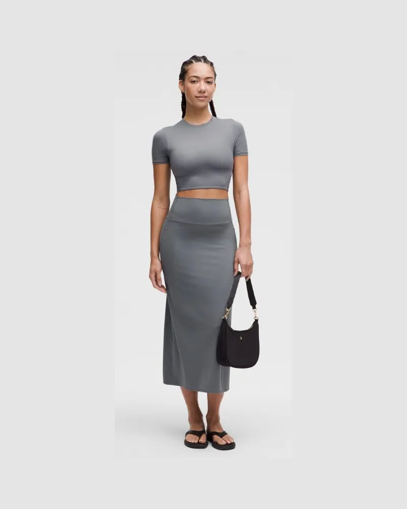 LULULEMON Maxi-Rock mit hohem Bund im Slim Fit aus Nulu für Frauen – Größe in Solar Grey Solar