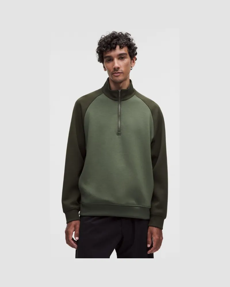 LULULEMON Smooth Spacer-Sweater mit halblangem Reißverschluss Color-Blocking für Männer – Größe in Sassy Sage/Deep Forest Sassy