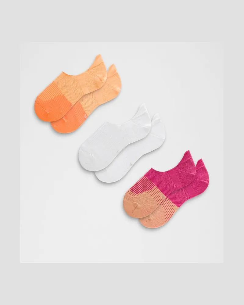 LULULEMON Power Stride No-Show-Socken mit Active Grip 3er-Pack für Frauen – Orange – Größe Rock