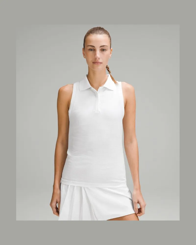 LULULEMON Swiftly Tech Ärmelloses Poloshirt für Frauen – Größe in White White