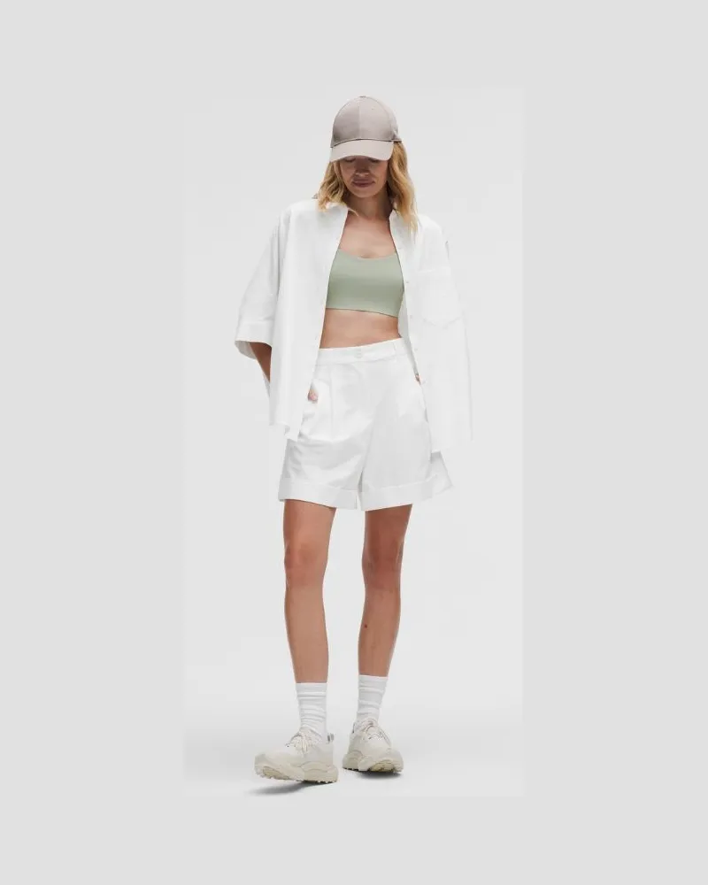 LULULEMON Shorts aus LuluLinen mit hohem Bund für Frauen – 15 cm – Größe in White White