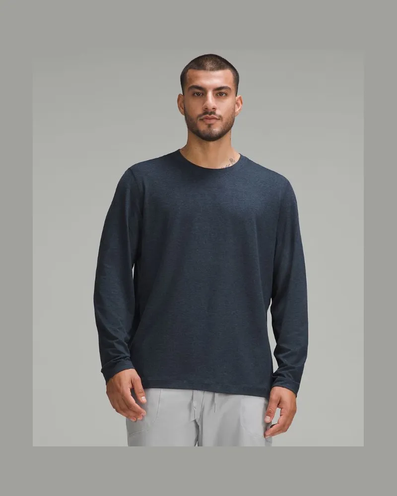 LULULEMON Weiches Jersey-Langarmshirt für Männer – Größe in Heathered Classic Navy/Heathered True Navy Heathered