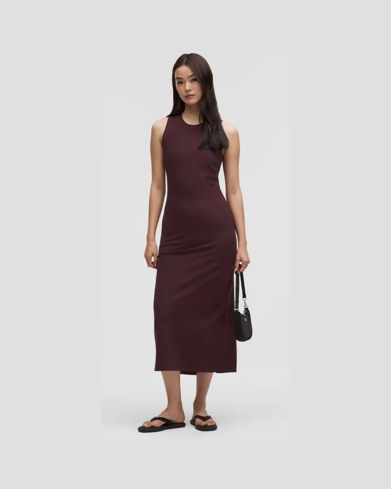 LULULEMON All Aligned geripptes Midi-Kleid für Frauen – Größe in Goodnight Plum Goodnight