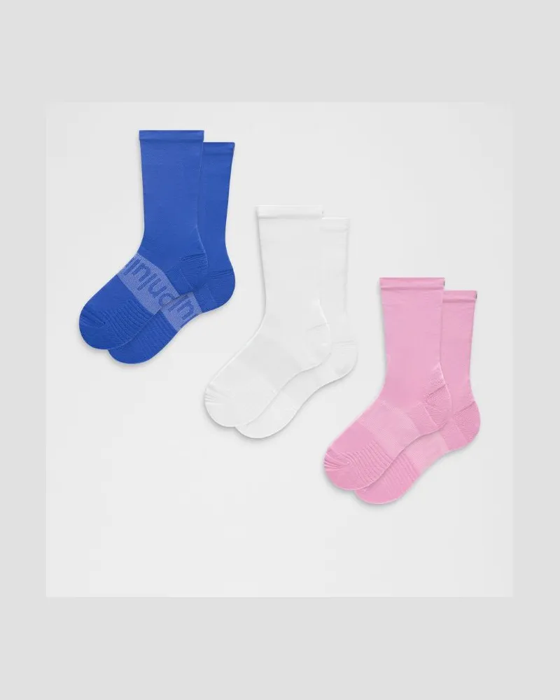 LULULEMON Power Stride Crew-Socken im 3er-Pack – Größe in Sweet Sorbet/Beach Ball Blue/White Sweet