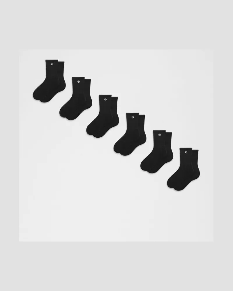 LULULEMON Daily Essential Quarter-Socken Unisex 6er-Pack – Größe in Schwarz Schwarz