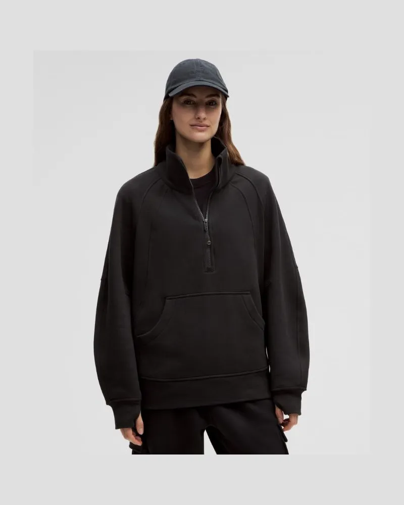 LULULEMON Scuba Oversized-Pullover mit Trichterkragen und halblangem Reißverschluss Lang für Frauen – Größe in Black Black