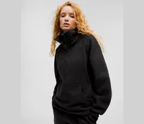 Scuba Oversized-Pullover mit Trichterkragen und halblangem Reißverschluss Lang für Frauen – Größe in Black