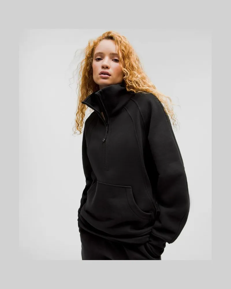 LULULEMON Scuba Oversized-Pullover mit Trichterkragen und halblangem Reißverschluss Lang für Frauen – Größe in Black Black