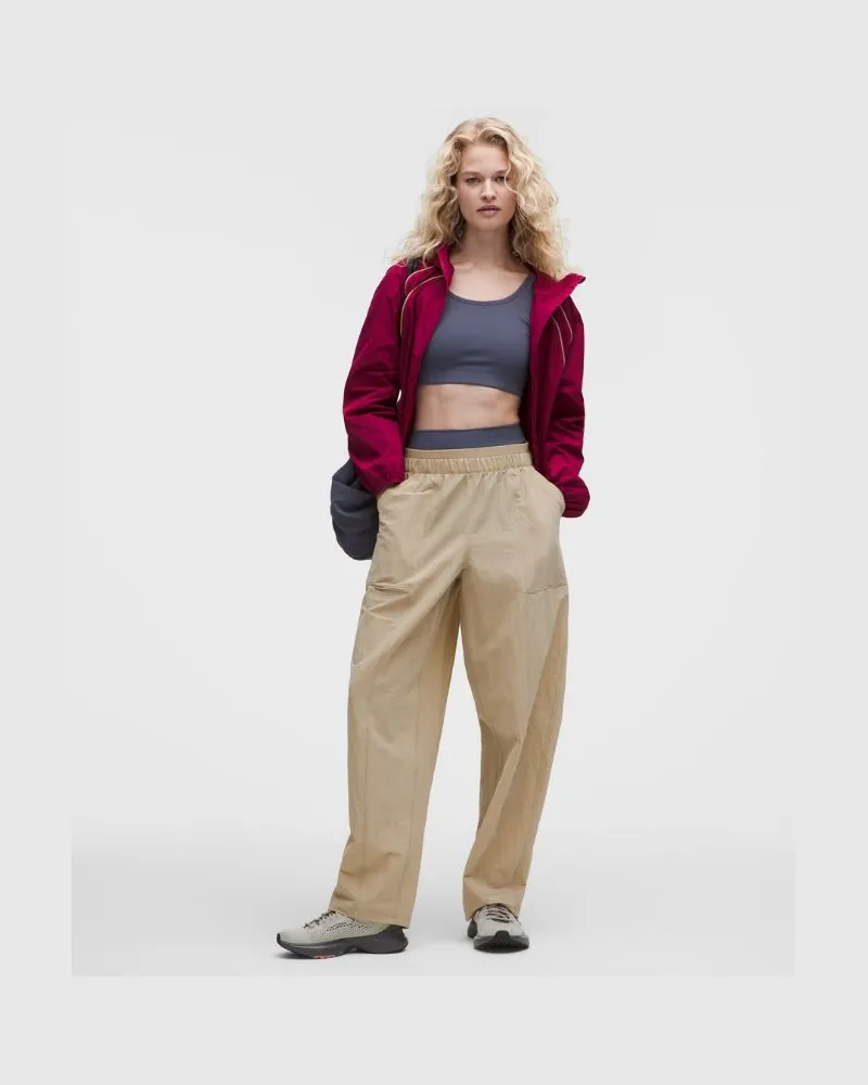 LULULEMON Barrel-Hose mit mittelhohem Bund aus Crinkle Nylon für Frauen – Khaki – Größe Rumble