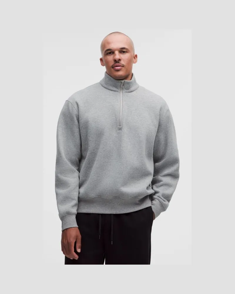 LULULEMON Steady State-Sweatshirt mit halblangem Reißverschluss aus SuperLoft für Männer – Größe in Heathered Vintage Grey/Battleship Heathered