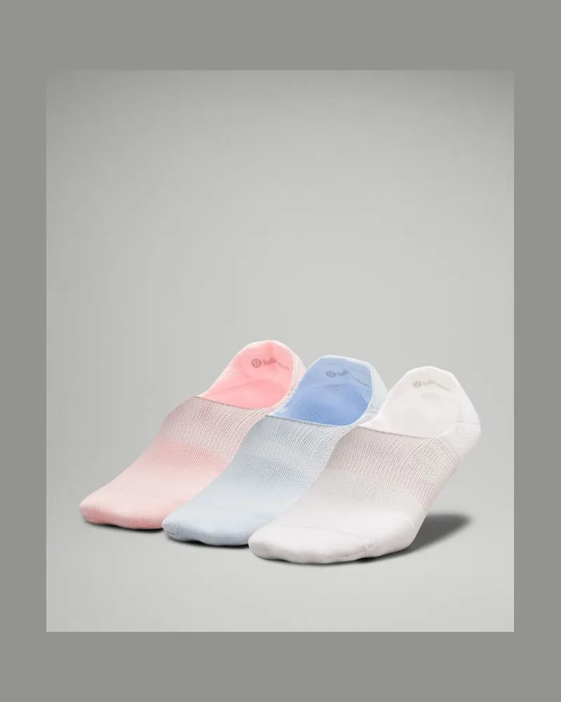 LULULEMON Power Stride No-Show-Socken mit Active Grip 3er-Pack für Frauen – Größe in White/Windmill/Strawberry Milkshake White