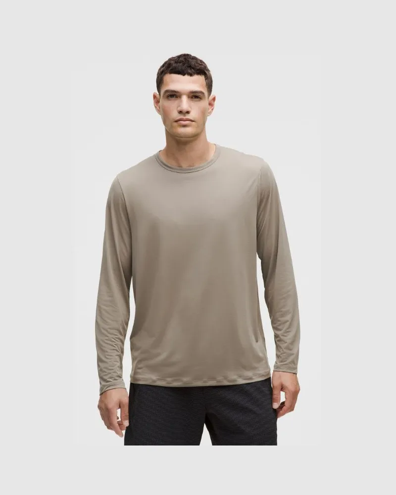 LULULEMON Mile Maker Leichtes Langarmshirt für Männer – Khaki – Größe Warm