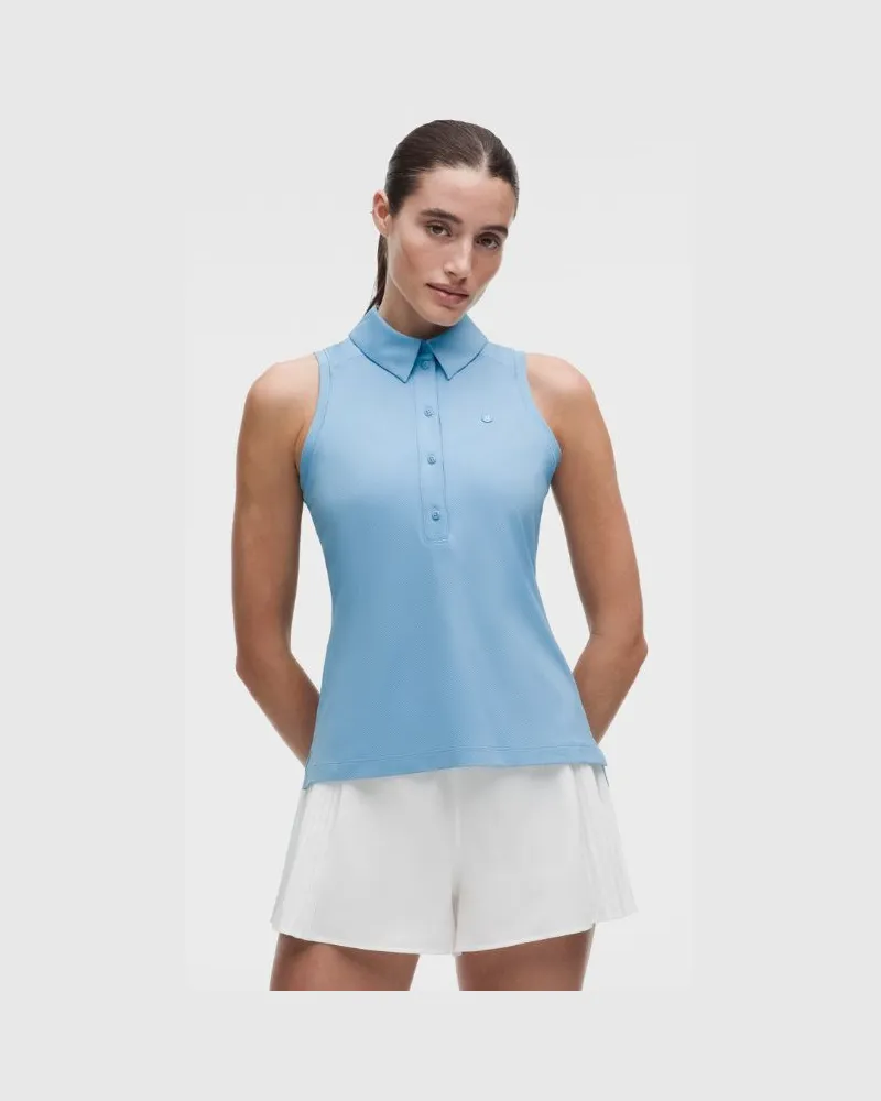 LULULEMON Quick Dry Ärmelloses Poloshirt Mit geradem Saum für Frauen – Größe in Dreamy Blue Dreamy
