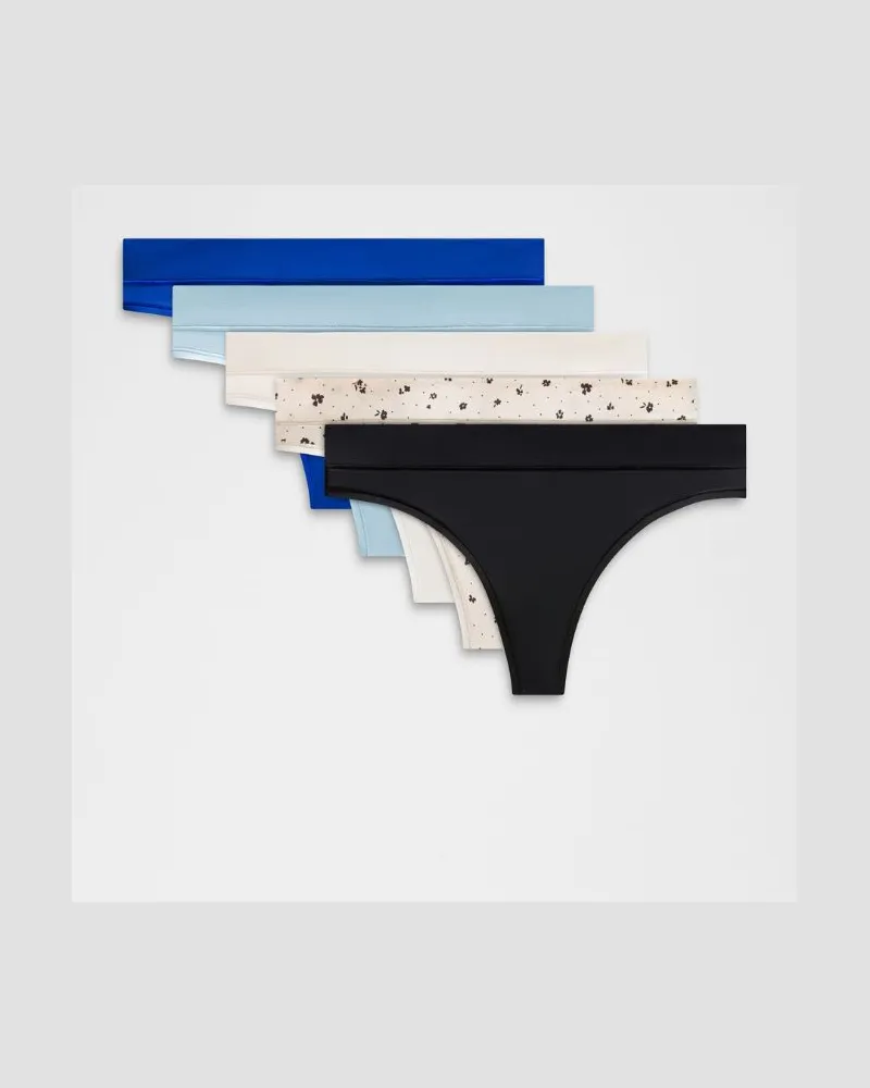 LULULEMON UnderEase String mit mittelhohem Bund 5er-Pack für Frauen – Größe in Black/Light Ivory/Seafoam Black