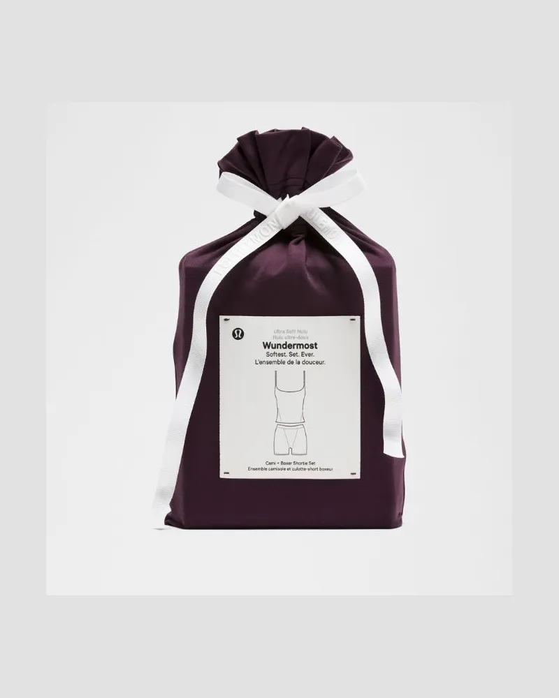 LULULEMON Wundermost Ultra-Soft Nulu Set aus Cami- und Boxershorts-Shortie für Frauen – Größe in Black Plum Black