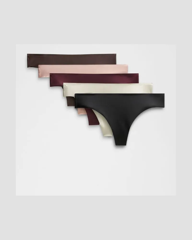 LULULEMON InvisiWear String mit mittelhohem Bund 5er-Pack für Frauen – Größe in Black/Bone/French Press Black