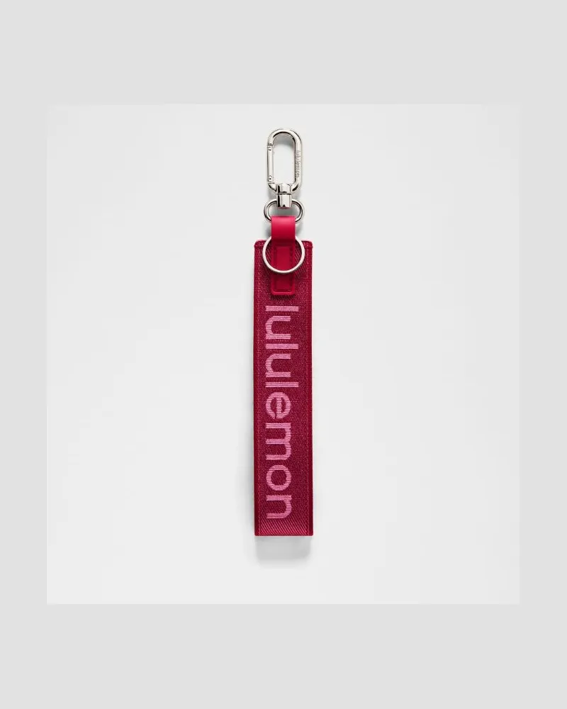 LULULEMON Never Lost Keychain Metallic Wordmark in Berry Rumble Berry