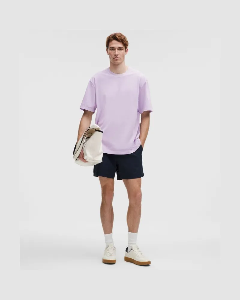 LULULEMON T-Shirt aus schwerem Baumwolljersey Waschung für Männer – Größe in Dilute Wash Iced Violet Dilute