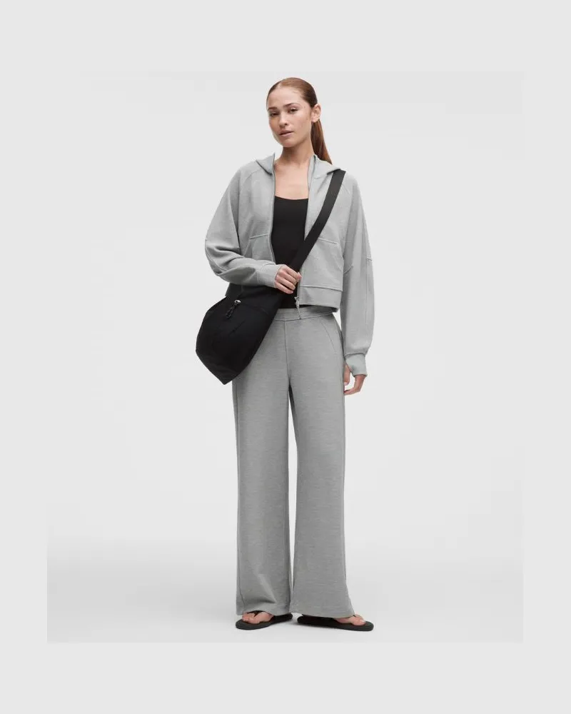 LULULEMON Scuba-Hose mit mittelhohem Bund und weitem Bein Waffelstrick für Frauen – Größe in Heathered Core Medium Grey Heathered