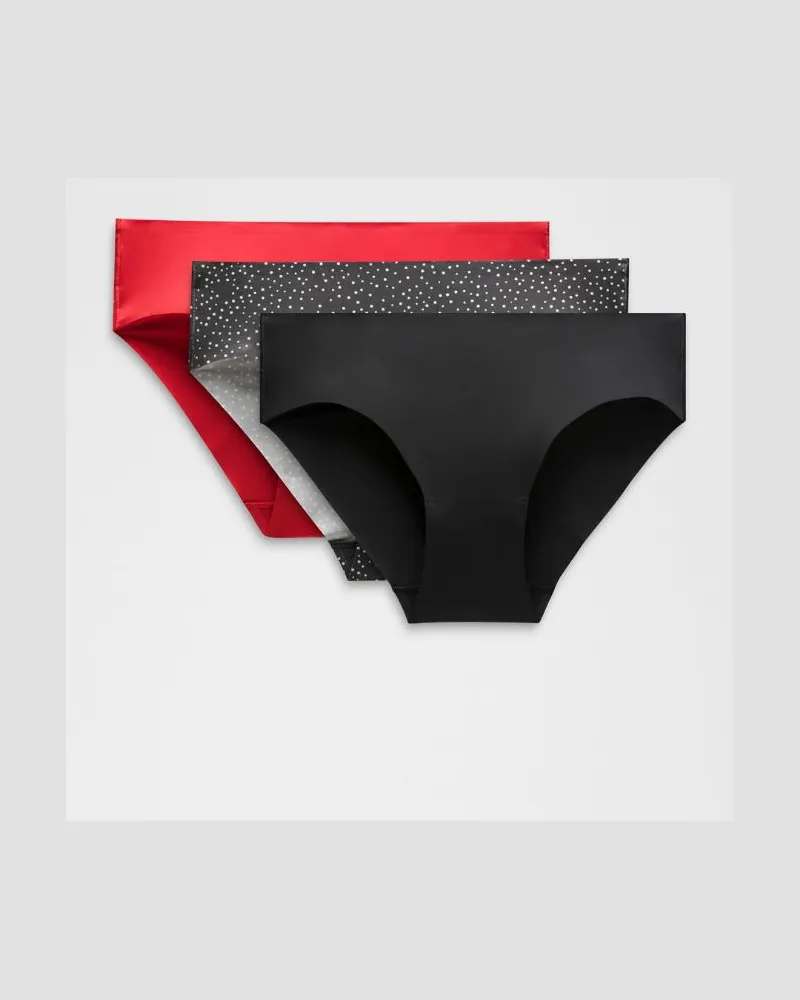 LULULEMON InvisiWear Bikini-Unterwäsche mit mittelhohem Bund 3er-Pack für Frauen – Größe Black