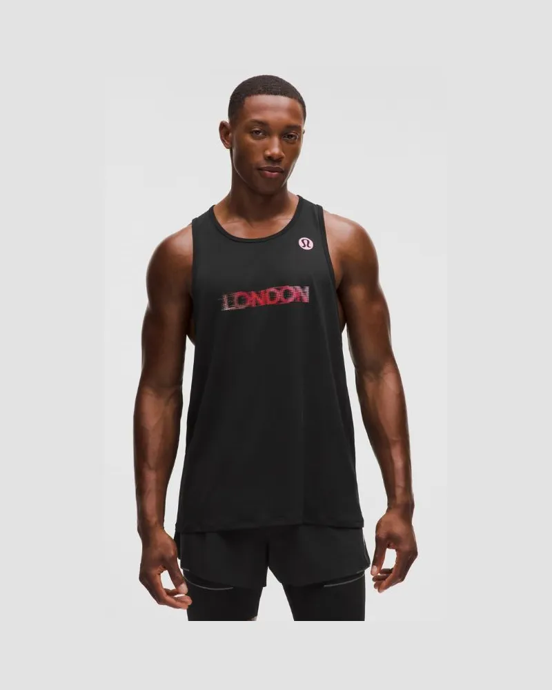 LULULEMON Fast and Free Tank Perforated Stripe London '26 für Männer – Größe in Black Black