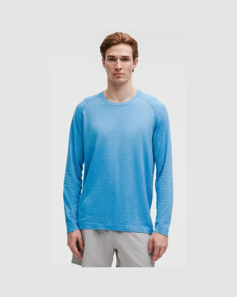 LULULEMON Metal Vent Tech Langarmshirt e Passform für Männer – Größe in Pelican/Cornflower Pelican