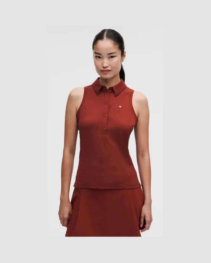 LULULEMON Quick Dry Ärmelloses Poloshirt Mit geradem Saum für Frauen – Größe in Cranberry Charm Cranberry
