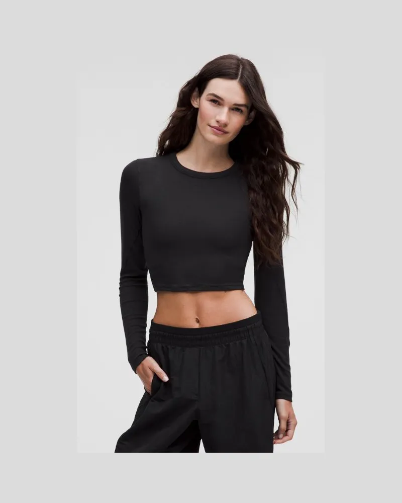 LULULEMON Hold Tight Crop-Langarmshirt mit geradem Saum für Frauen – Größe in Black Black