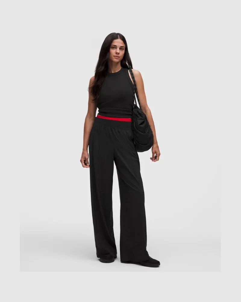 LULULEMON Breezily Hose mit mittelhohem Bund Besatz für Frauen – Größe in Schwarz Schwarz