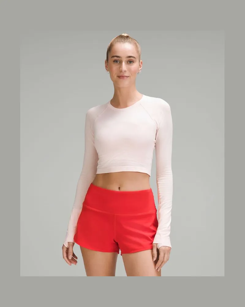 LULULEMON Swiftly Tech Cropped-Langarmshirt 2.0 für Frauen – Größe in Strawberry Milkshake Strawberry