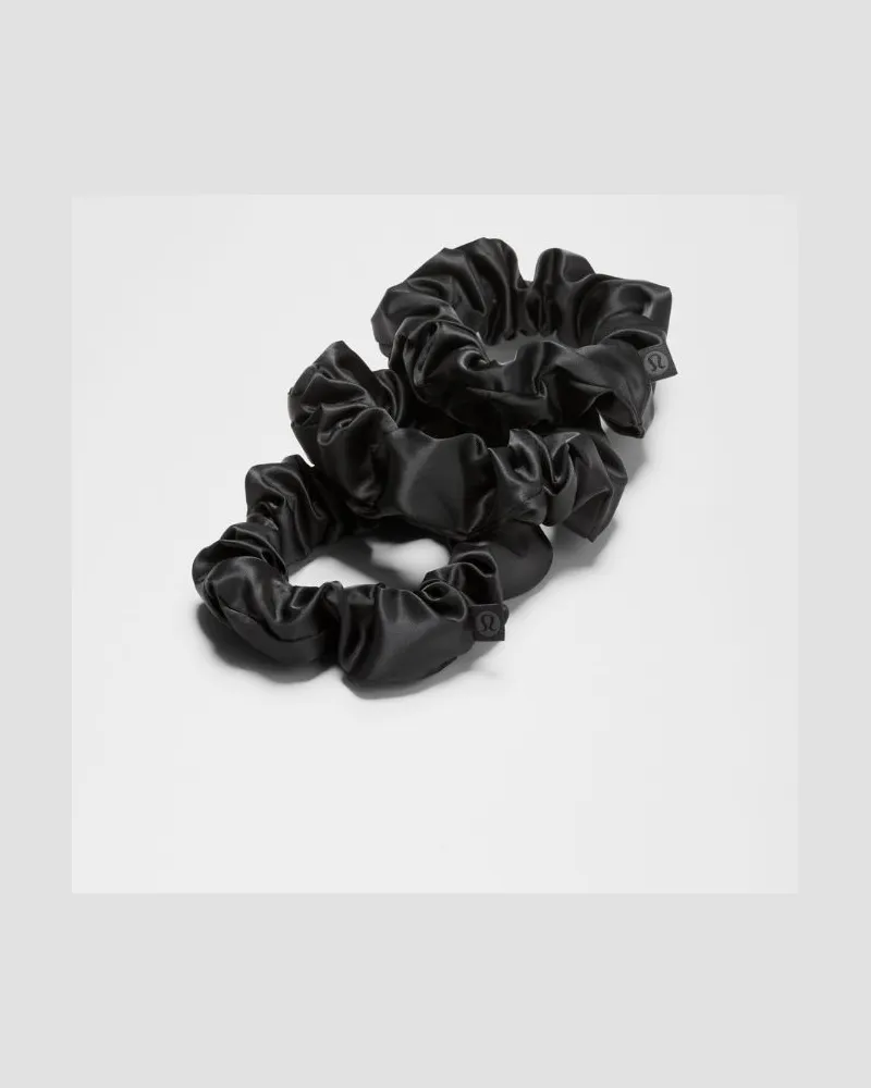 LULULEMON Uplifting Scrunchies aus Satin 3er-Pack in Schwarz Schwarz