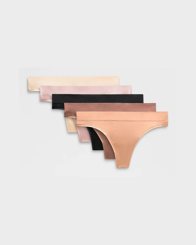 LULULEMON UnderEase String mit mittelhohem Bund 5er-Pack für Frauen – Khaki – Größe Black