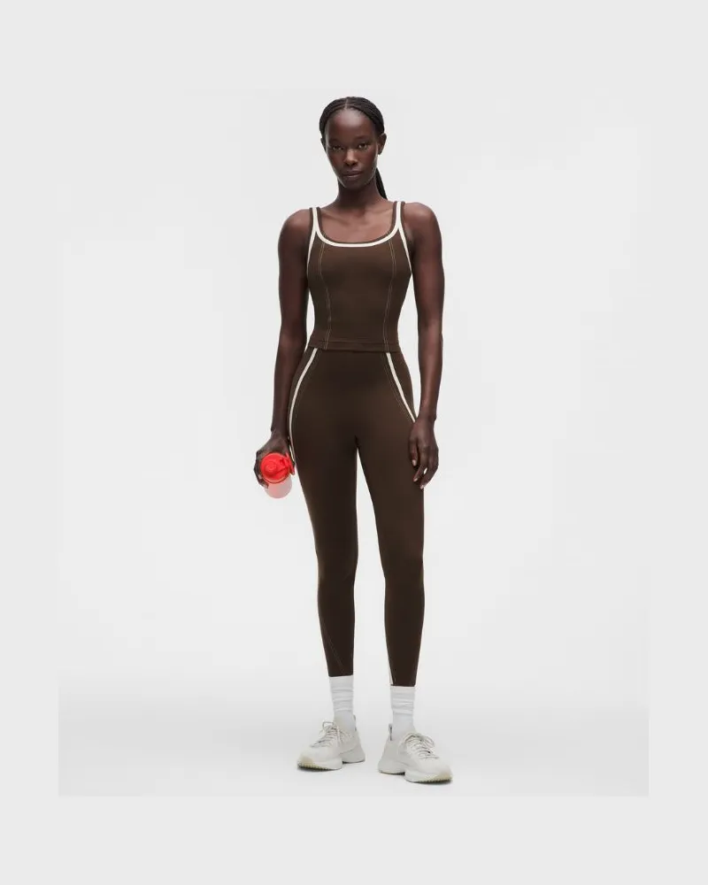 LULULEMON Glow Up Leggings mit superhohem Bund, Paspelierung für Frauen – 64 cm – Größe in Walnut Crunch/Light Ivory Walnut