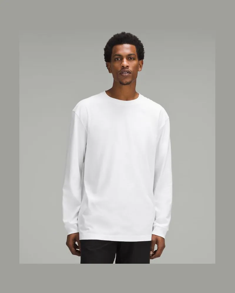 LULULEMON Langarmshirt aus schwerem Baumwolljersey für Männer – Größe in Weiß Weiß