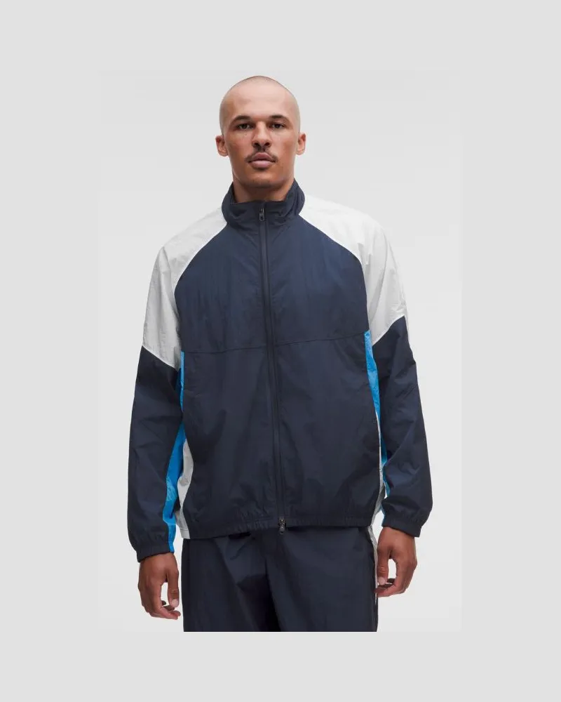 LULULEMON Nylon Oversized Track Jacket für Männer – Größe in Club Blue/White/Ocean Wave Club