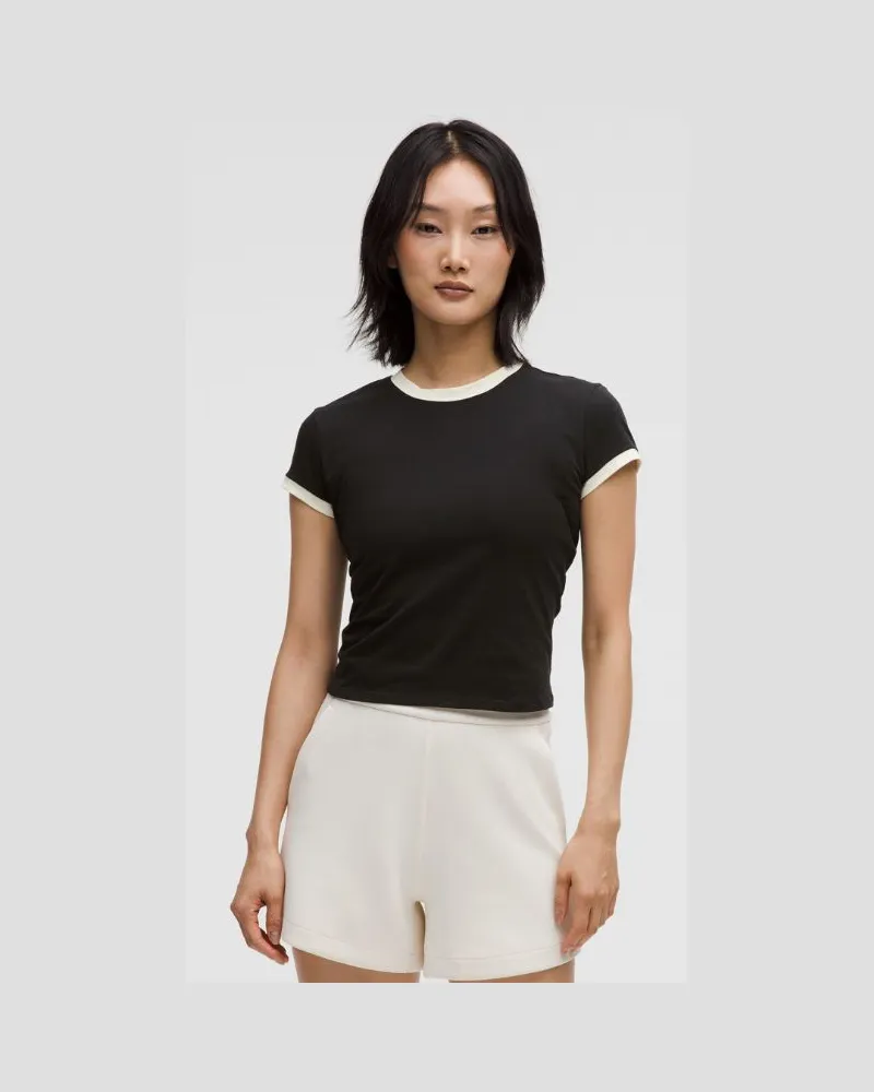 LULULEMON Baby-Tee aus Bio- mit Ringer-Details für Frauen – Größe in Black/Light Ivory Black