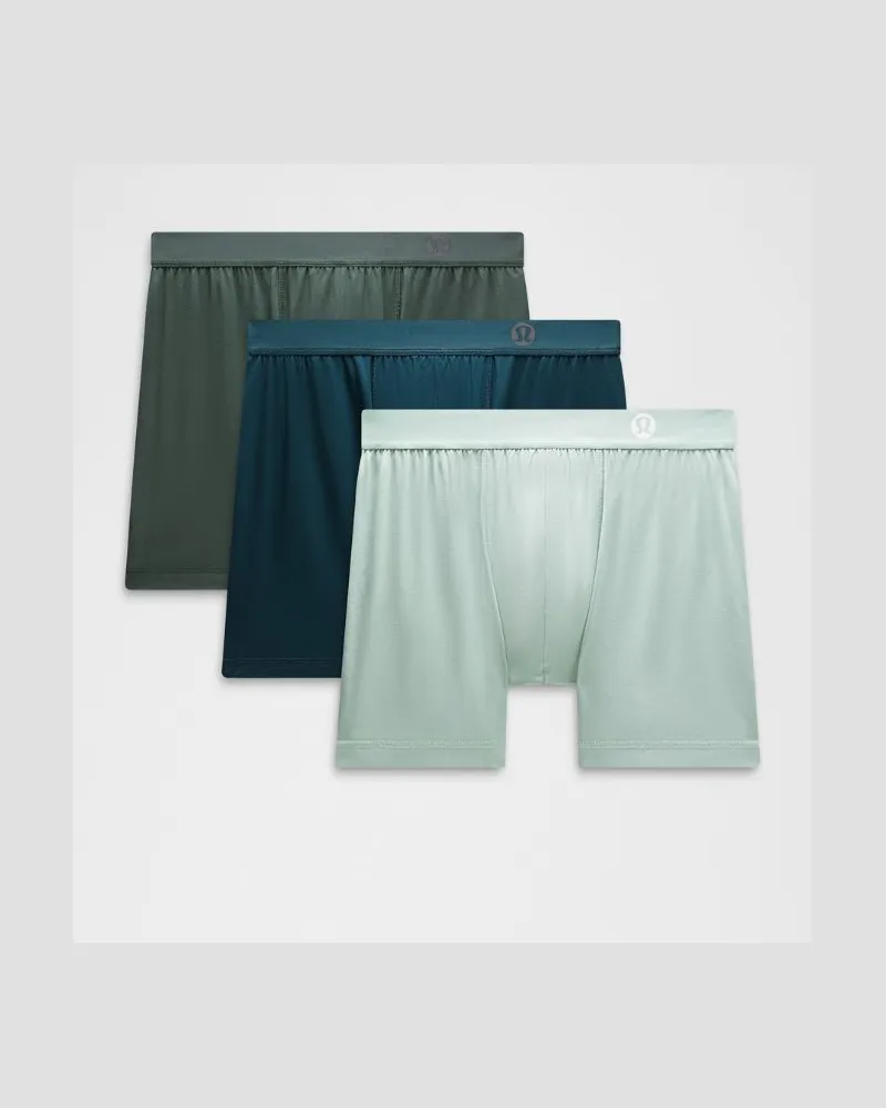 LULULEMON Always In Motion Boxershorts 3er-Pack für Männer – 13 cm – Größe in Indochine Blue/Pelican/Rainforest Green Indochine