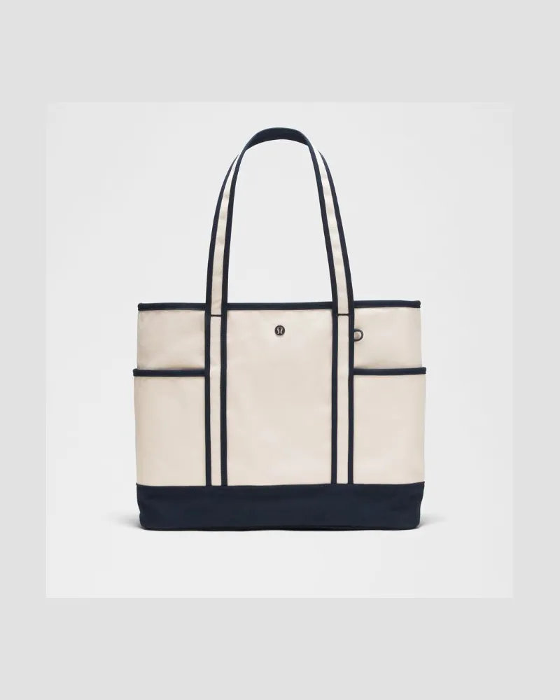 LULULEMON Daily Tote-Bag mit mehreren Fächern und Reißverschluss 18 L in Natural/True Navy Natural