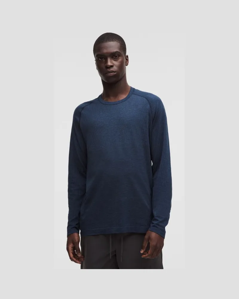 LULULEMON Metal Vent Tech Langarmshirt e Passform für Männer – Größe in Mineral Blue/True Navy Mineral