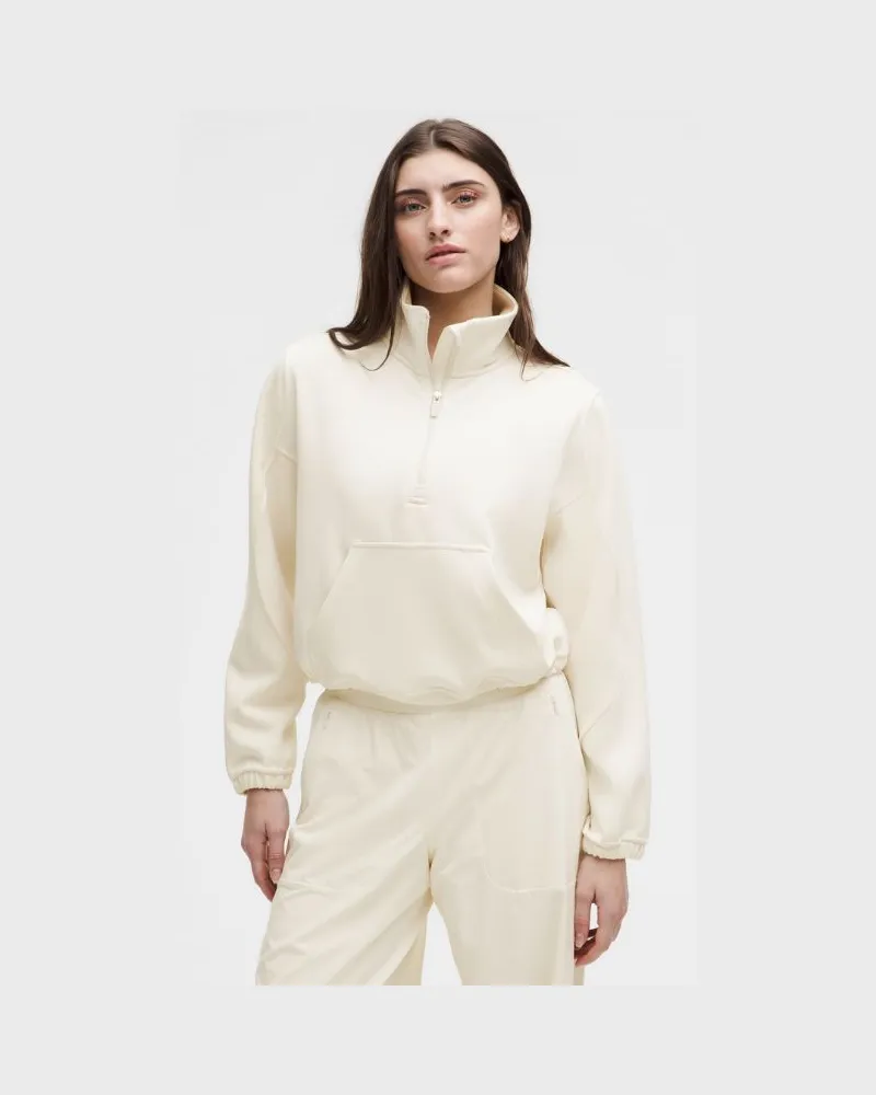 LULULEMON Gebürstetes Top aus Softstreme mit halblangem Reißverschluss für Frauen – Größe in Light Ivory Light