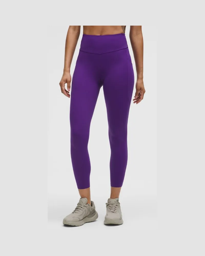 LULULEMON Fast and Free Leggings mit hohem Bund 5 Taschen für Frauen – 64 cm – Größe in College Purple College