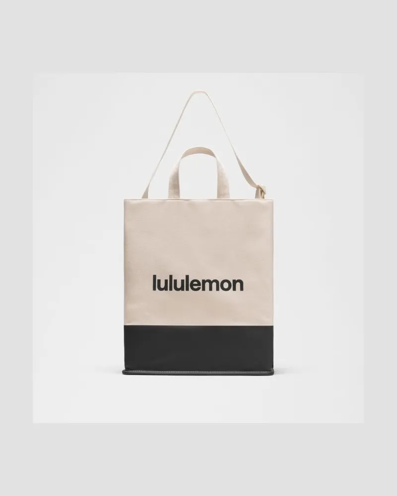 LULULEMON Canvas-Tote-Bag Schwarz/Weiß – Größe Natural