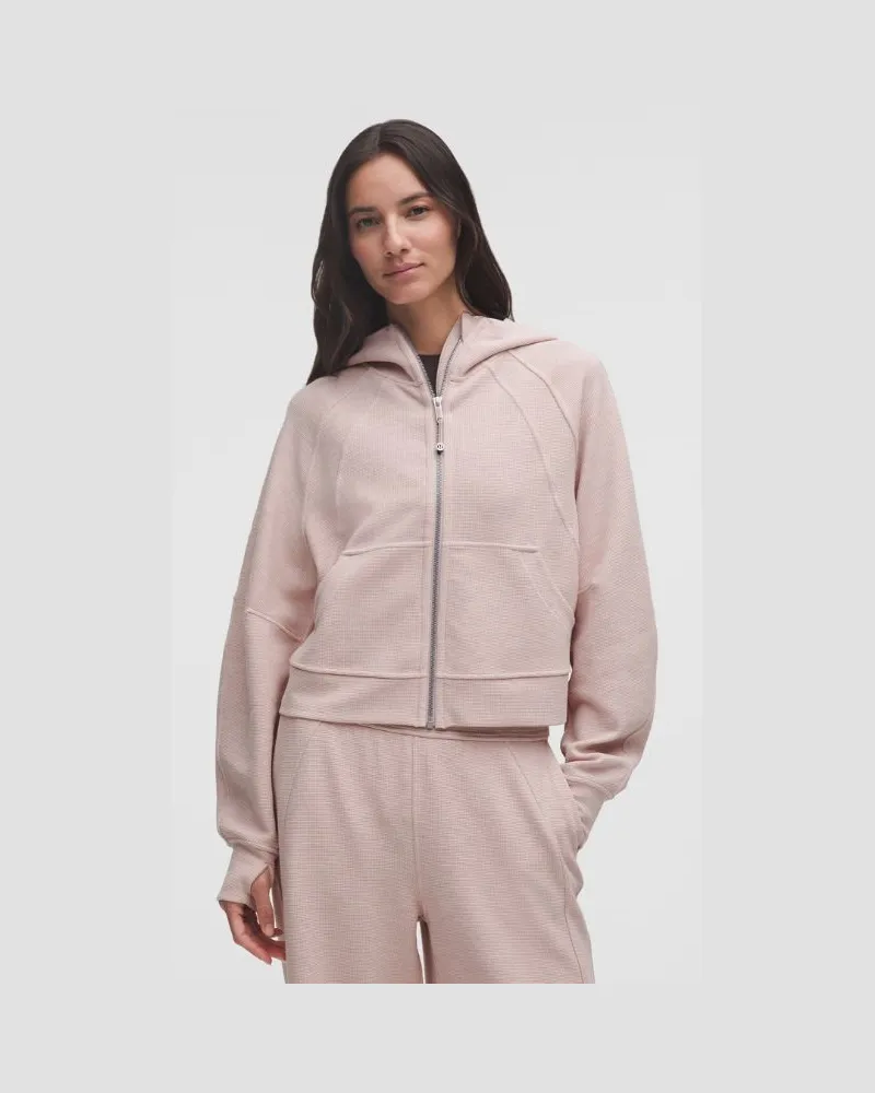 LULULEMON Scuba Oversized-Hoodie mit Reißverschluss Waffelmuster für Frauen – Größe in Heathered Mink Berry Heathered
