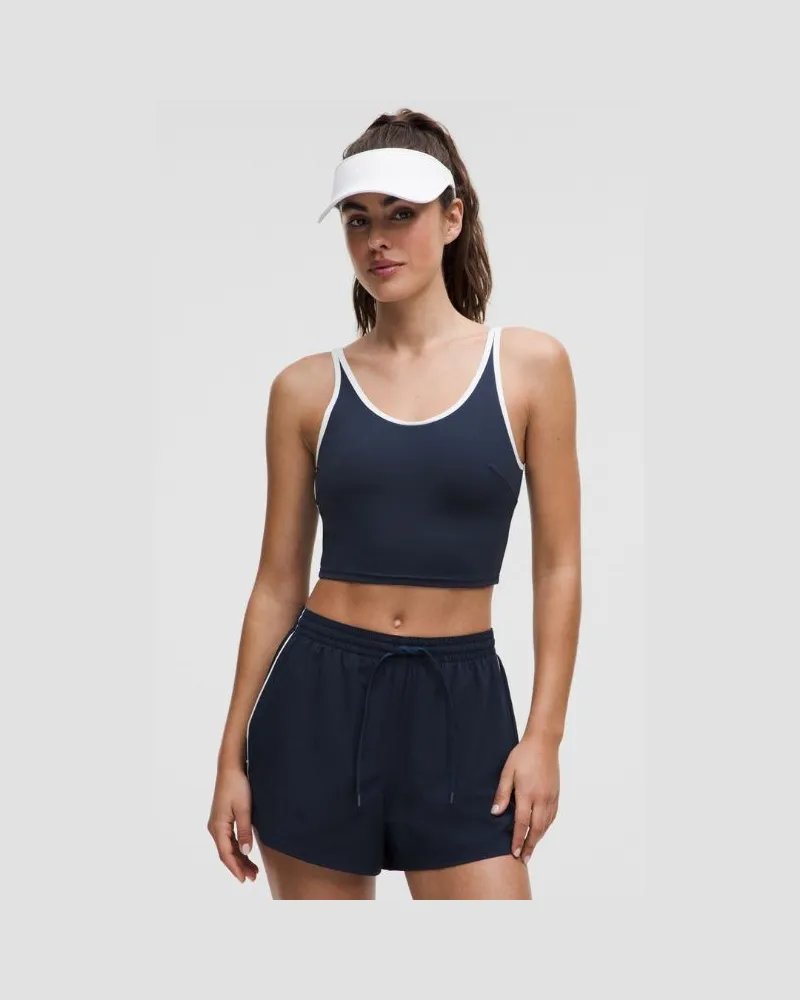 LULULEMON Tennis-Tanktop mit U-Ausschnitt und Cut-out Mittlerer Halt für B/C-Cups für Frauen – Größe in Club Blue/White Club