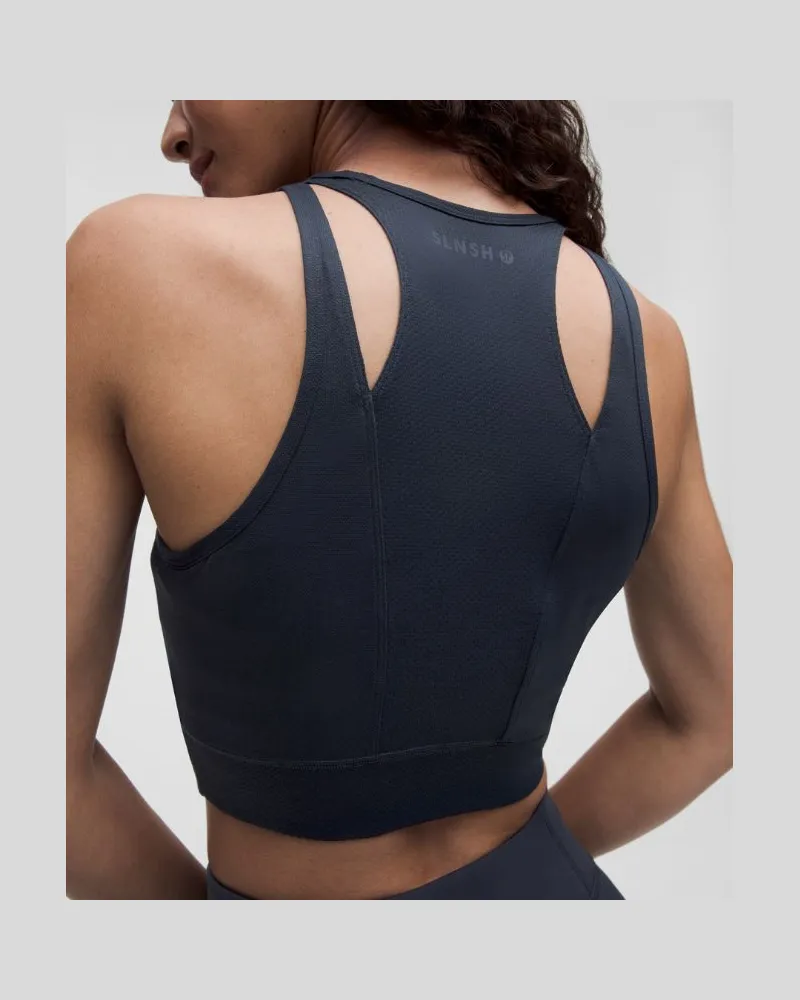 LULULEMON Mesh-Crop-Tanktop mit Cut-out SLNSH Kollektion für Frauen – Größe in True Navy True