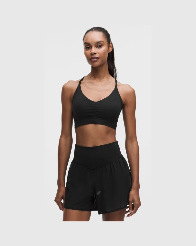 LULULEMON Flow Y Gerüschter BH für B/C-Cups Leichter Halt für B/C-Cups für Frauen – Größe in Schwarz Schwarz