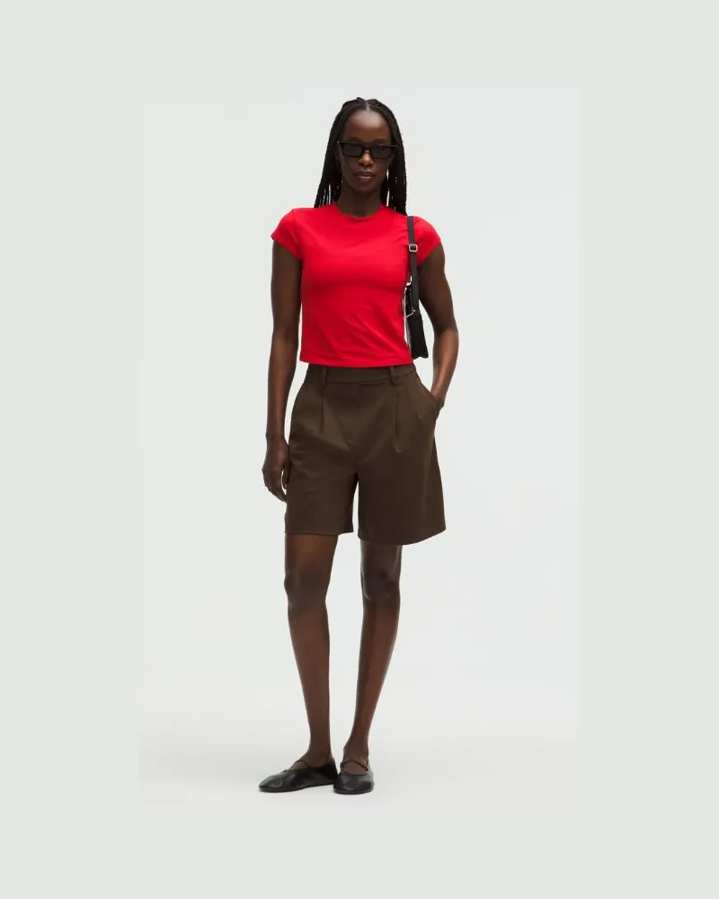 LULULEMON Daydrift Plissierte Shorts mit hohem Bund für Frauen – 18 cm – Größe in Walnut Crunch Walnut